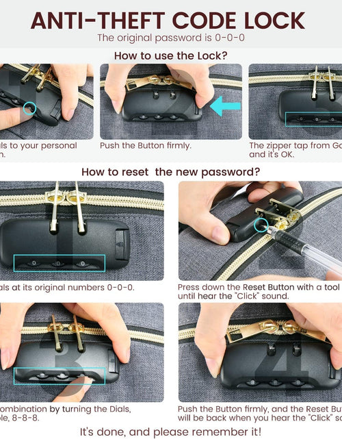 Load image into Gallery viewer, Laptop Backpack for Women &amp; Men, Unisex Travel Anti-Theft Work College Bag, Business Computer Backpacks Purse, Casual Hiking Daypack with Lock, Fits 15.6 Inch Laptop, Dark Blue
