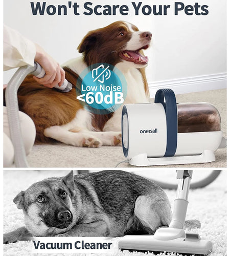 7 in 1 Dog Grooming Kit, Low Noise Pet Grooming Vacuum with 1.5 L Dust Cup, Dog Vacuum for Shedding Grooming, with 7 Professional Grooming Tools for Dogs Cats Pet Hair & Home Car Cleaning