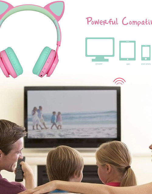 Load image into Gallery viewer, CT-7 Cat Ear Bluetooth Headphones, LED Light up Bluetooth Wireless over Ear Headphones with Microphone and Volume Control for Iphone/Ipad/Smartphones/Laptop/Pc/Tv
