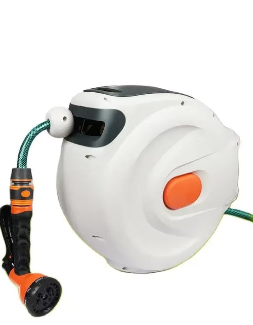 Load image into Gallery viewer, 10/20M Automatic Rewind Hose Reel with 7 Pattern Hose Nozzle Water Hose Reel Slow Return System for Car Garden
