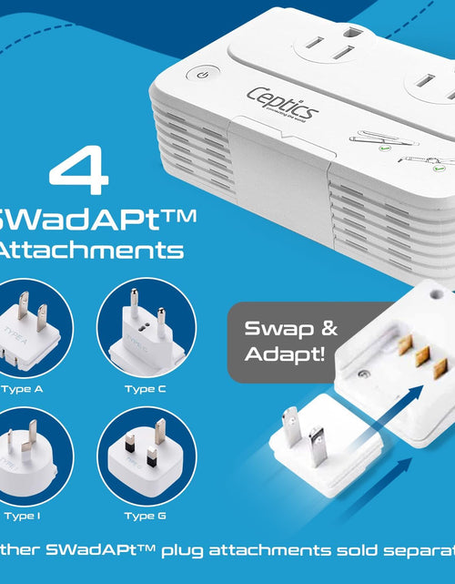 Load image into Gallery viewer, 200 W Voltage Converter, Convert 220 V to 110V for Devices like Curling Iron, Straightener, Chargers, Step down World Power Plug - 4 USB Charging Fast QC 3.0 - EU/AU/UK/US Included
