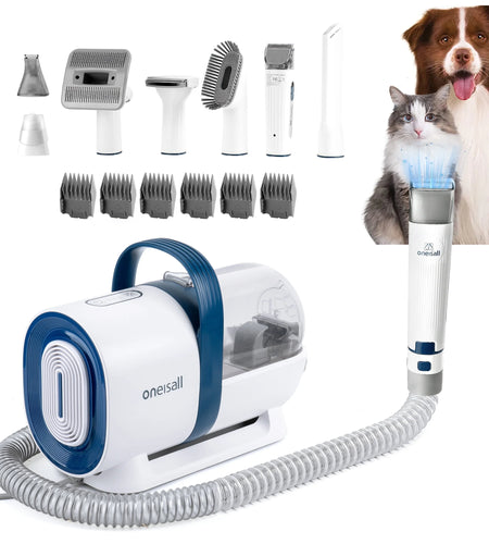 7 in 1 Dog Grooming Kit, Low Noise Pet Grooming Vacuum with 1.5 L Dust Cup, Dog Vacuum for Shedding Grooming, with 7 Professional Grooming Tools for Dogs Cats Pet Hair & Home Car Cleaning