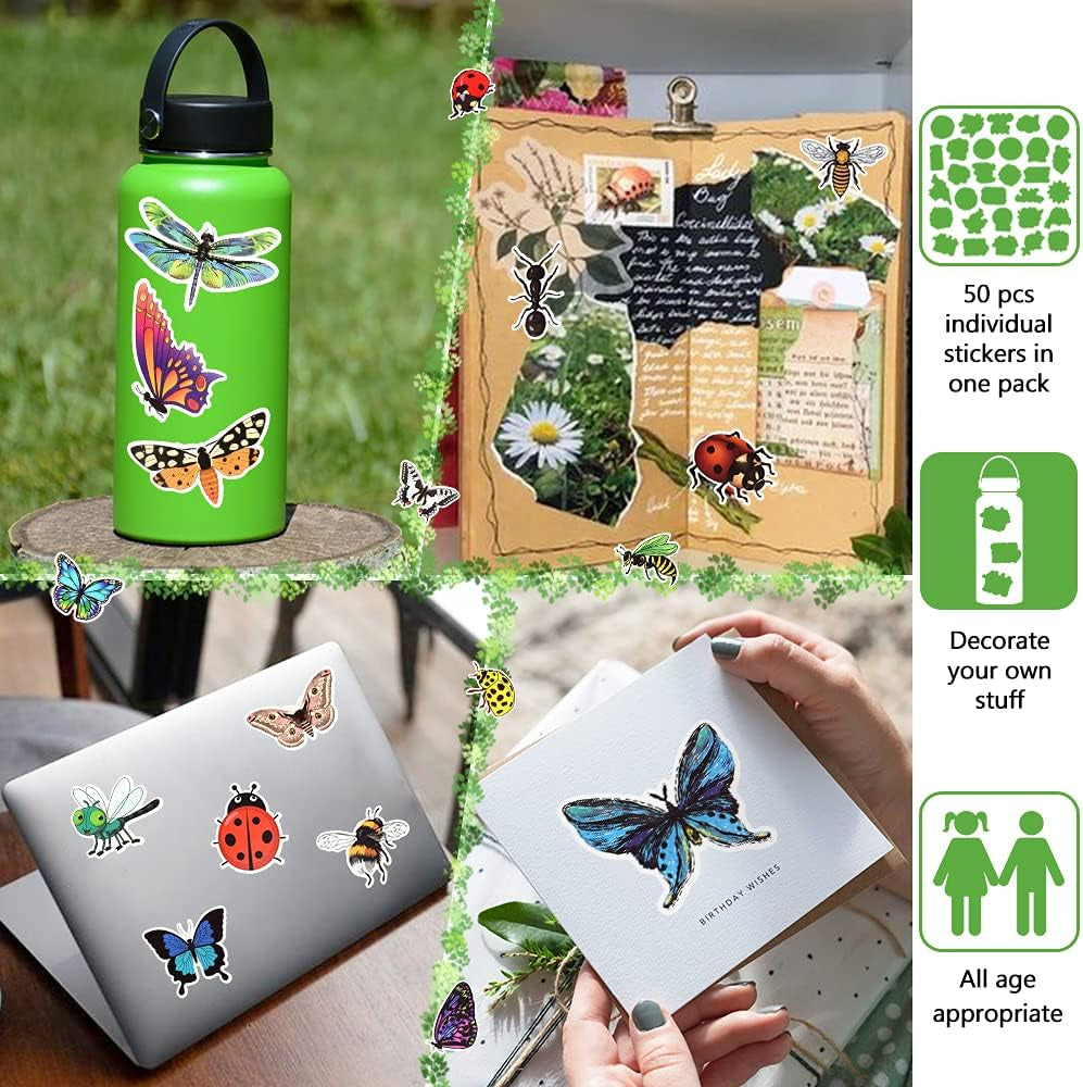Bug Stickers for Kids Insect Stickers for Scrapbooking for Teachers Stickers for Water Bottles Waterproof Insect Stickers