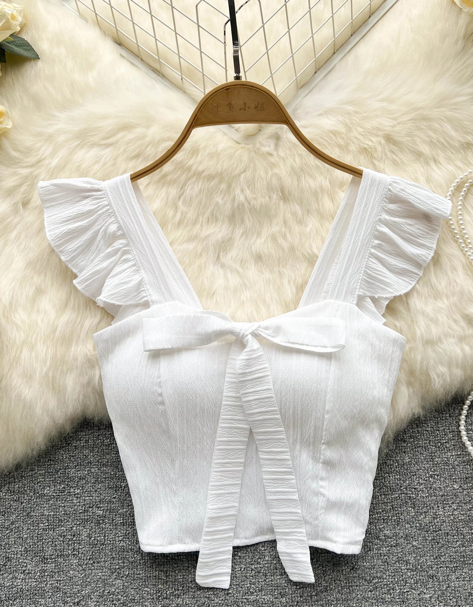 SINGREINY Summer Solid Ruffled Camis Women Square Neck Sleeveless Bow Elastic Waist Strap Top Ladies Sweet Korea Short Tank Top