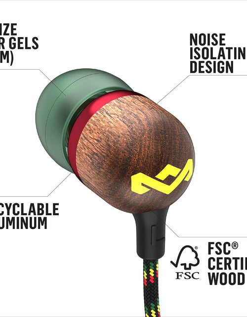Load image into Gallery viewer, Smile Jamaica Wired: Wired Earphones with Microphone, Noise Isolating Design, and Sustainable Materials (Rasta)
