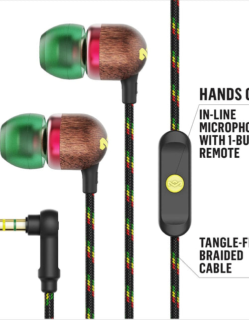 Load image into Gallery viewer, Smile Jamaica Wired: Wired Earphones with Microphone, Noise Isolating Design, and Sustainable Materials (Rasta)
