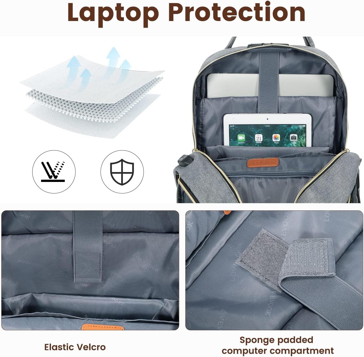 Laptop Backpack for Women & Men, Unisex Travel Anti-Theft Work College Bag, Business Computer Backpacks Purse, Casual Hiking Daypack with Lock, Fits 15.6 Inch Laptop, Dark Blue