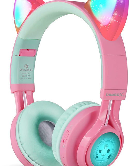 Load image into Gallery viewer, CT-7 Cat Ear Bluetooth Headphones, LED Light up Bluetooth Wireless over Ear Headphones with Microphone and Volume Control for Iphone/Ipad/Smartphones/Laptop/Pc/Tv
