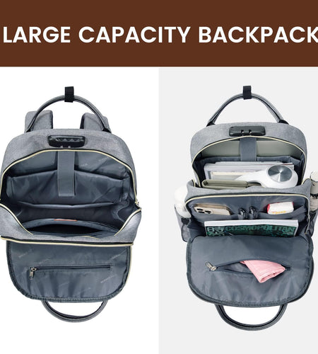 Laptop Backpack for Women & Men, Unisex Travel Anti-Theft Work College Bag, Business Computer Backpacks Purse, Casual Hiking Daypack with Lock, Fits 15.6 Inch Laptop, Dark Blue