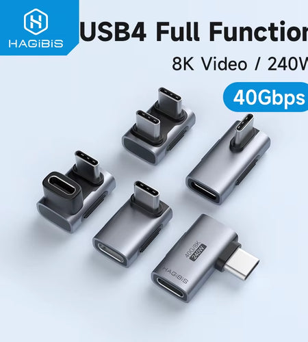 240W USB C to C Adapter 40Gbps 8K 60Hz 90 Degree Converter USB4 Adapter for Thunderbolt 4/3 Macbook Iphone 17 Pro Tablet