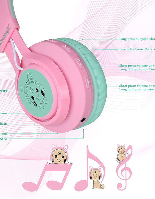 Load image into Gallery viewer, CT-7 Cat Ear Bluetooth Headphones, LED Light up Bluetooth Wireless over Ear Headphones with Microphone and Volume Control for Iphone/Ipad/Smartphones/Laptop/Pc/Tv
