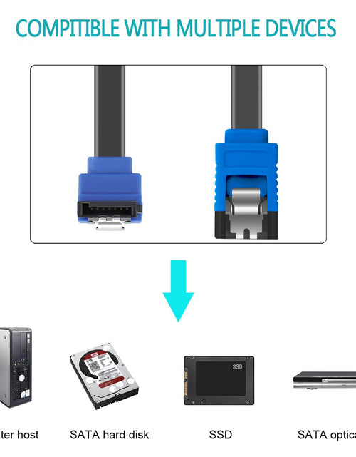 Load image into Gallery viewer, SATA Cable III, 3 Pack SATA Cable III 6Gbps 90 Degree Right Angle with Locking Latch 18 Inch for SATA HDD, SSD, CD Driver, CD Writer - Blue
